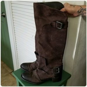 Vera Wang lavender distressed  Knee high Boots